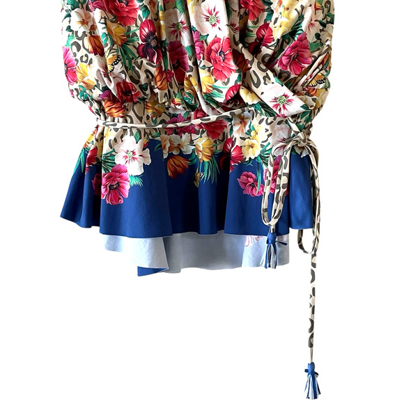 JOHNNY WAS Bella Womens Size 3X Multicolor Boho Floral Halter Peplum Tankini Top - Picture 7 of 11